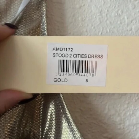 NWT Alice McCall 2 Cities Metallic Gold Ruffled Mini Dress Size 4 - Picture 3 of 6